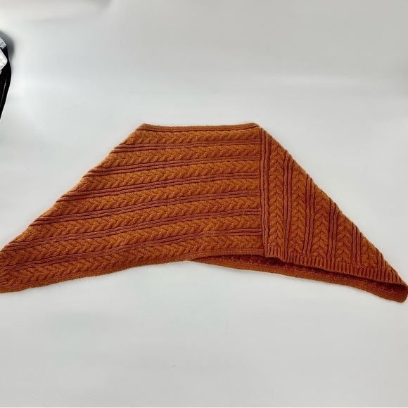 Handmade Pumpkin Rust Orange Boho Chunky Cable Knit Cropped Poncho Sweater Small - Picture 2 of 5